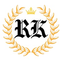 the rk logo with a crown and laurel wreath